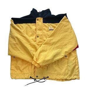 Vintage Ash City Outerwear XL Yellow Navy Sailboat Windbreaker Jacket